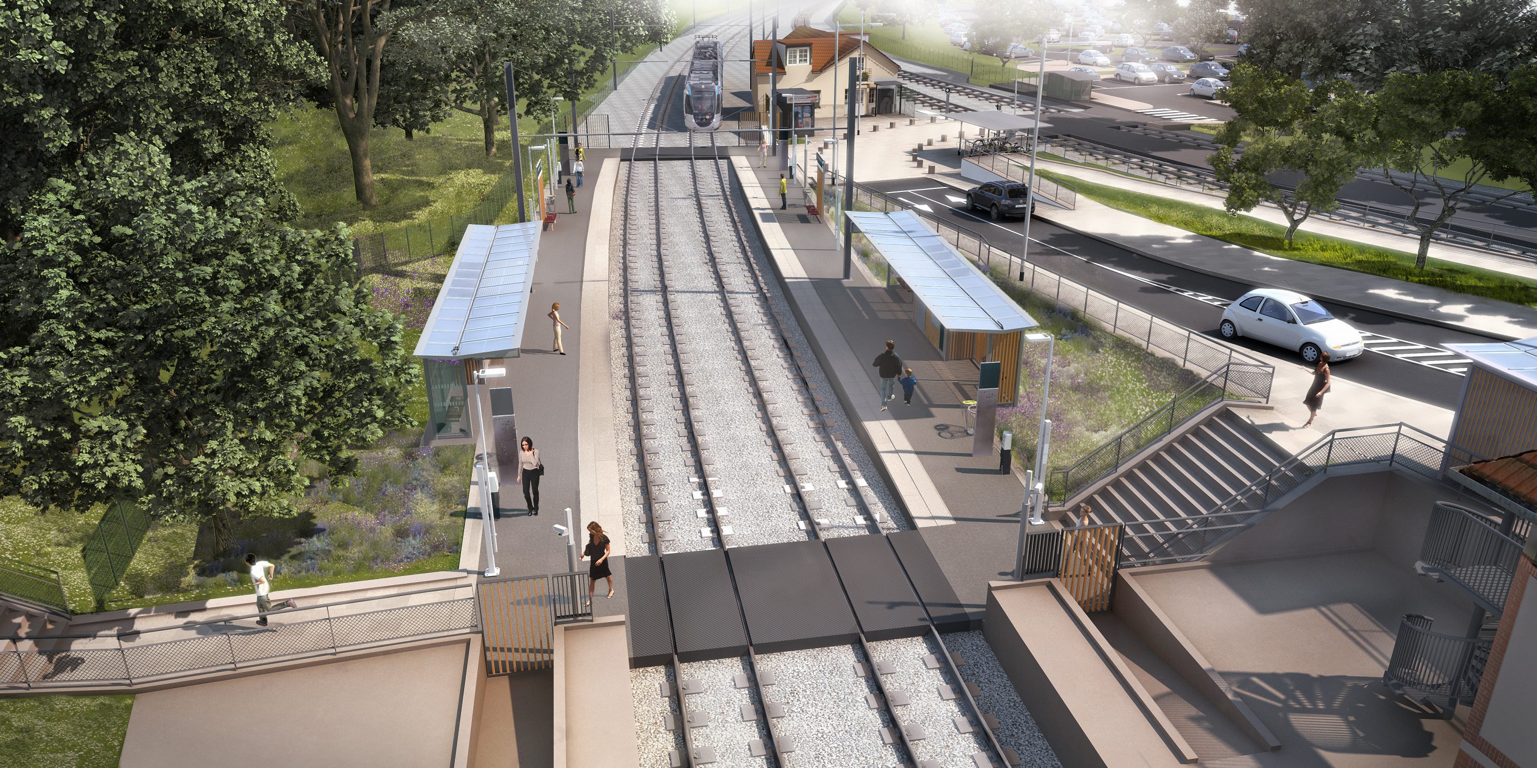 Le Tram 13 en gare de SaintNomlaBretêche / Forêt de Marly Saint