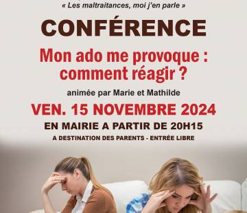 Affiche conférence " Comment réagir si mon ado me provoque ?"