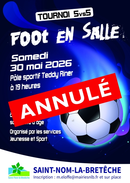 Affiche tournoi de Foot en salle ANNULÉ