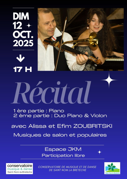 Affiche récital piano & violon du Conservatoire